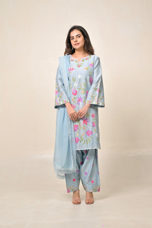 Azure Pure Chanderi Suit