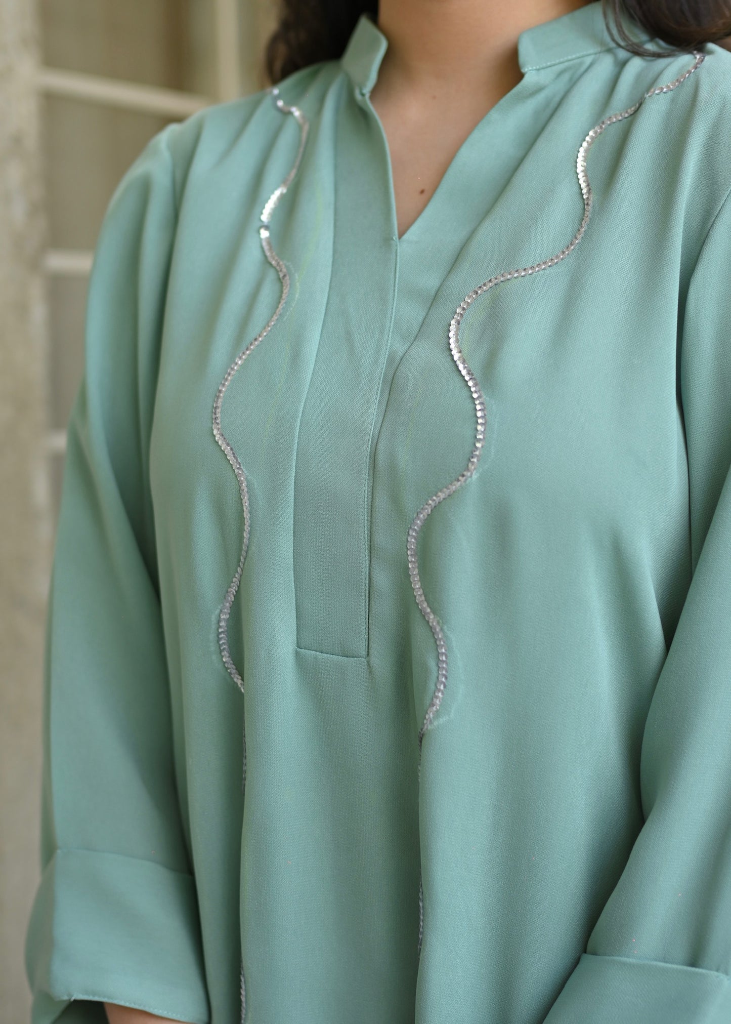 Mint Whisper Double Georgette Co-ord Set