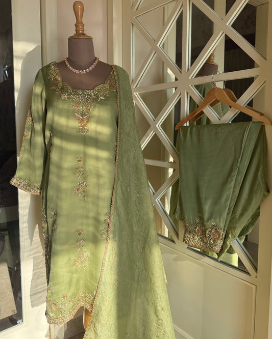Sage Pure Organza Suit