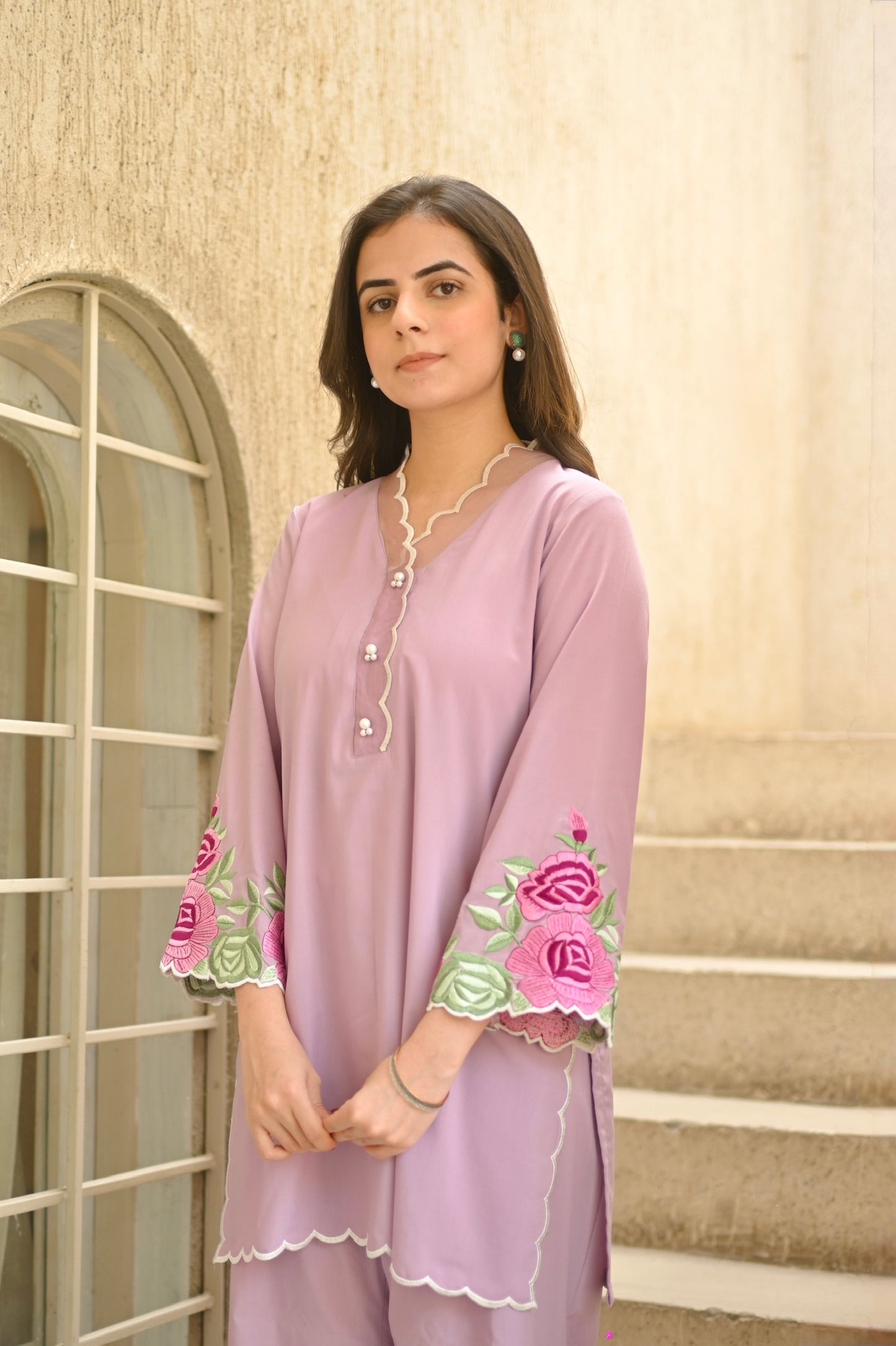 Lilac Cotton Kurta Set