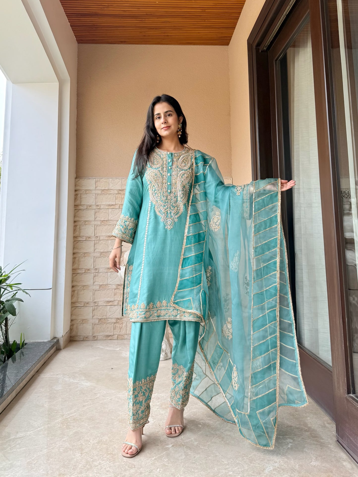Pure Dupion Silk Straight Suit Set