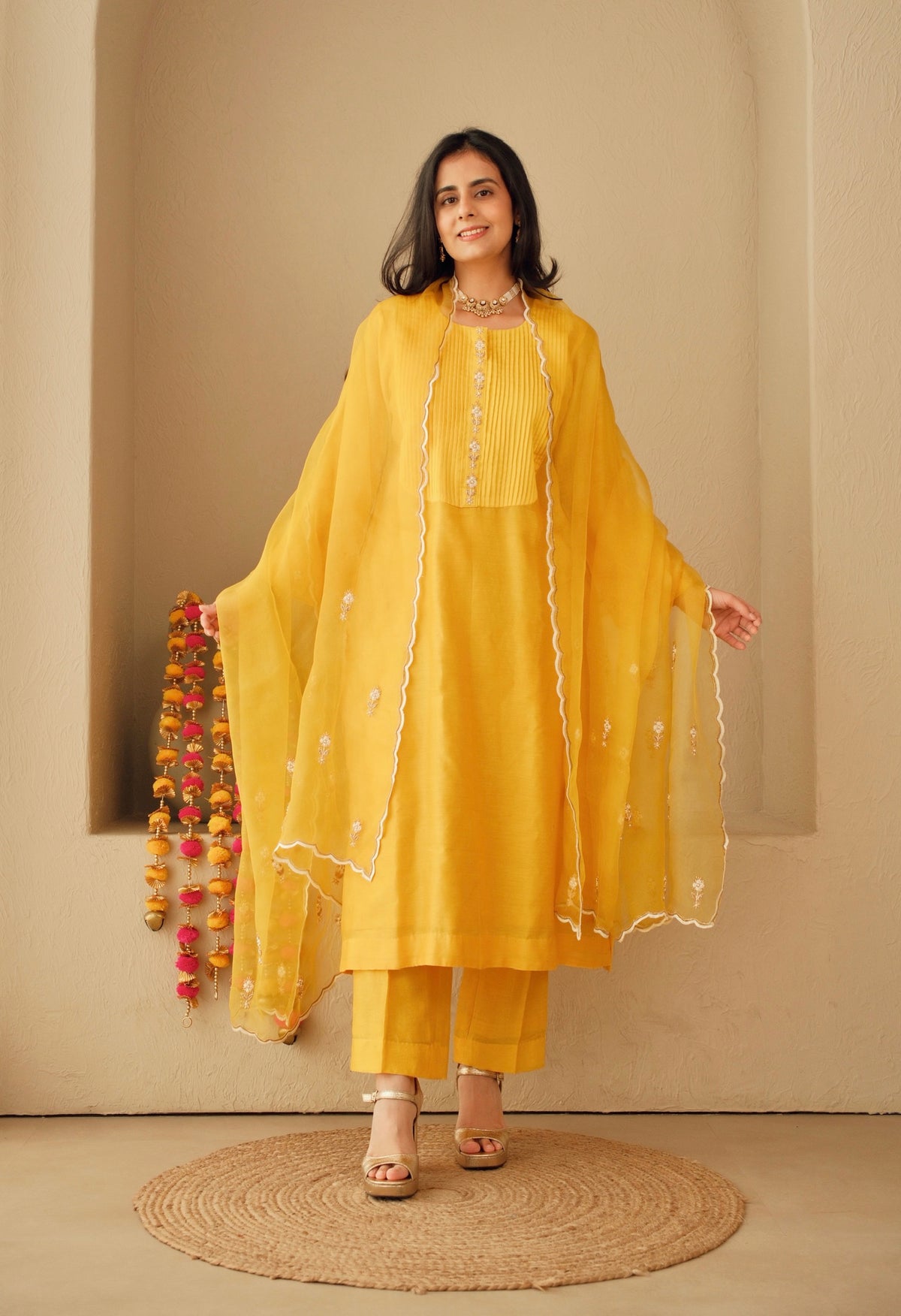 Kesari Noor- Pure Chanderi Suit Set