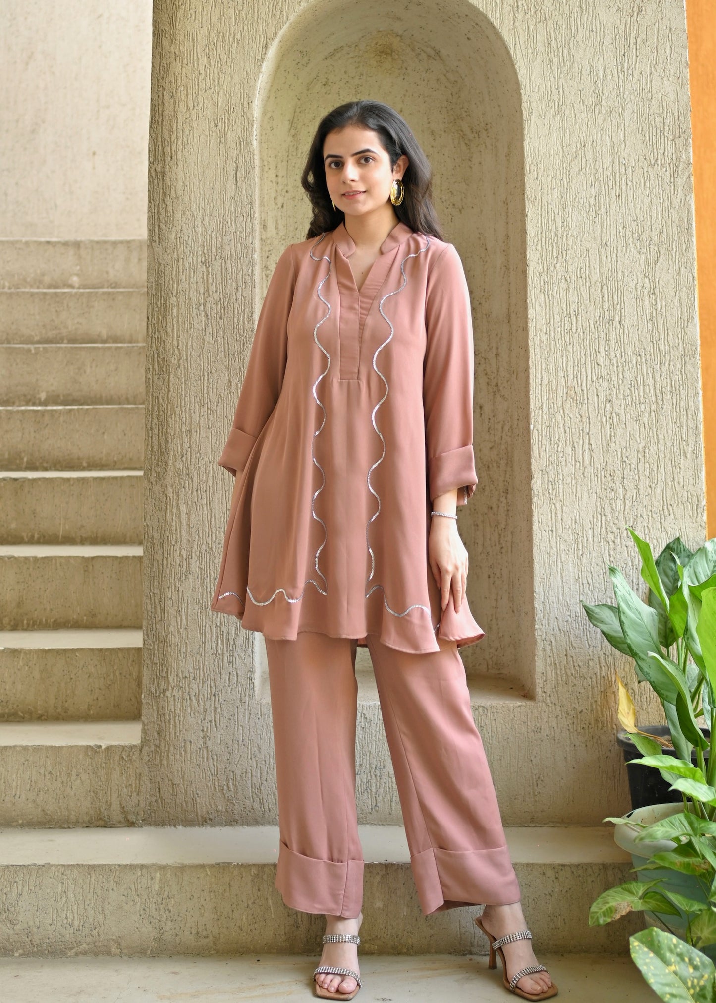 Blush Wave Double Georgette Co-ord Set