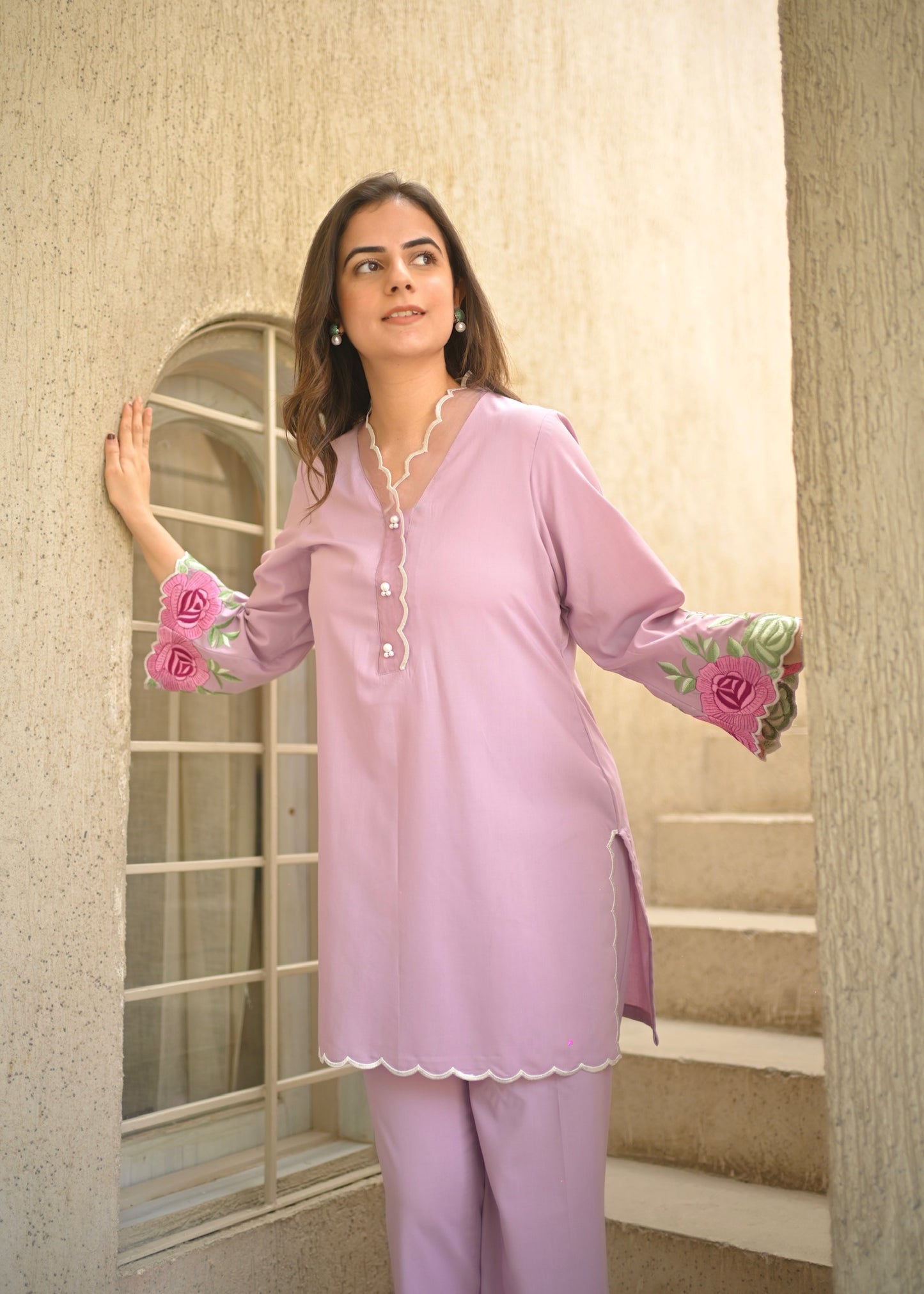 Lilac Cotton Kurta Set