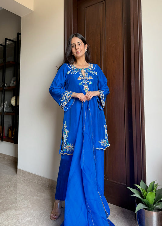 Electric Blue- Pure Silk Suit