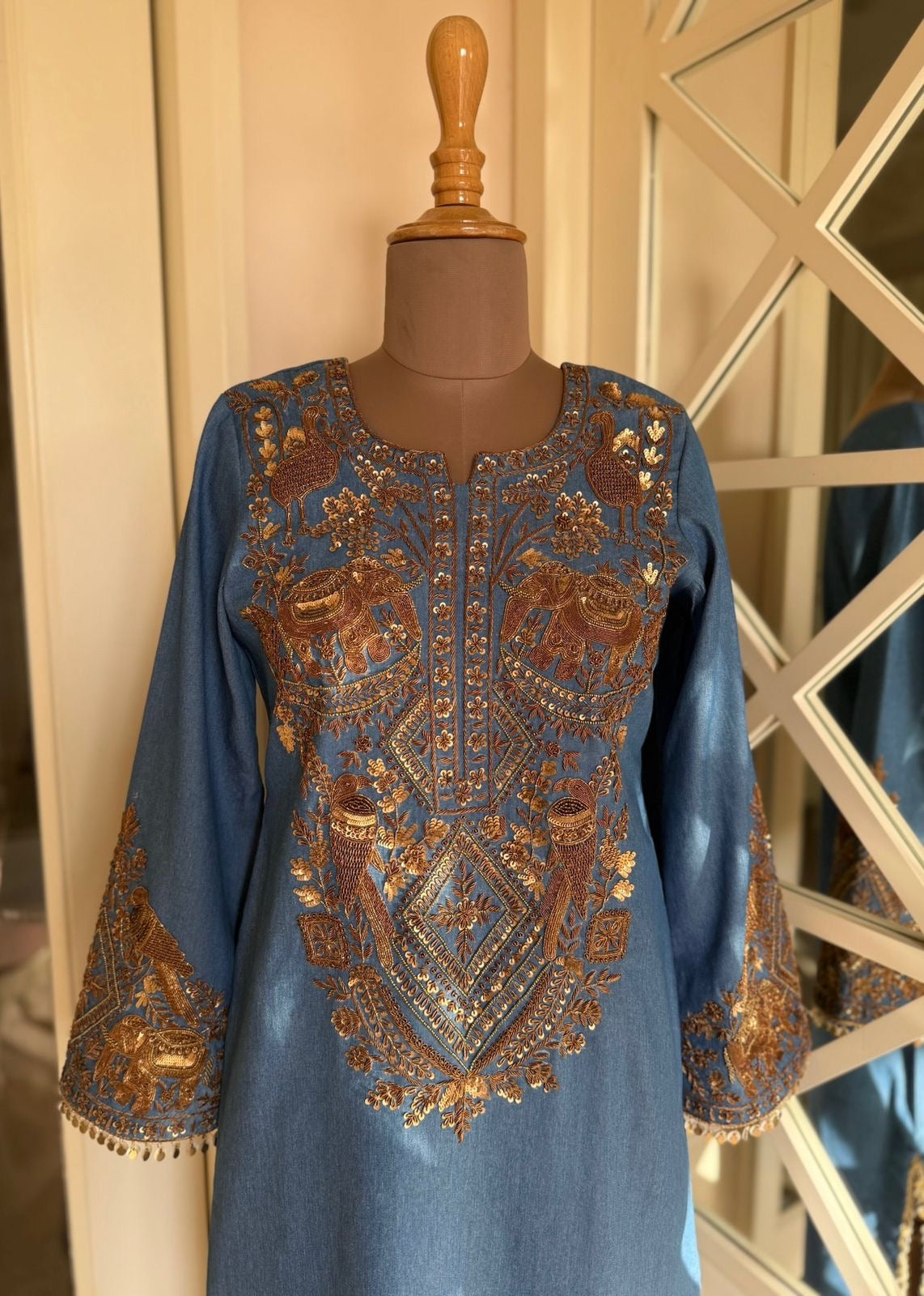 Denim Embroidered Dress