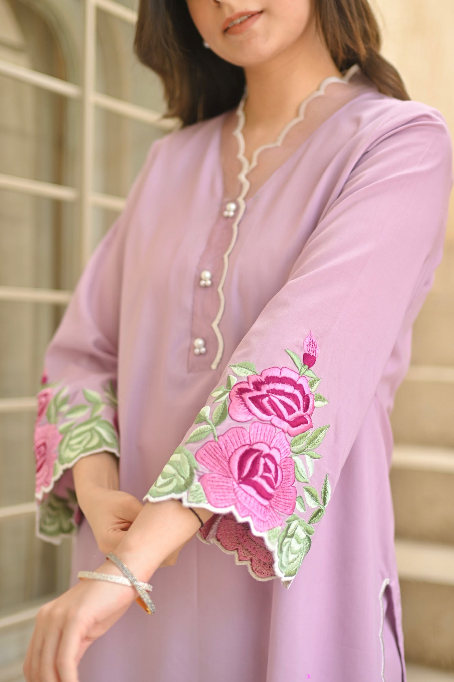 Lilac Cotton Kurta Set