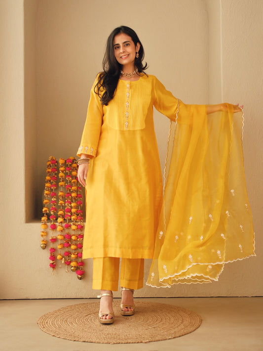 Kesari Noor- Pure Chanderi Suit Set