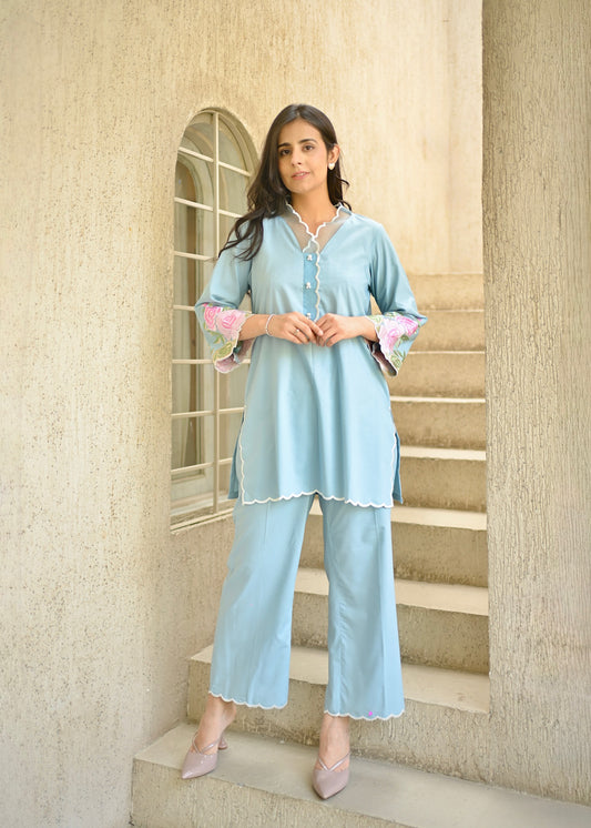 Blue Cotton Kurta Set