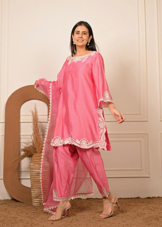 Gulabi Grace – Pure Chanderi Suit Set
