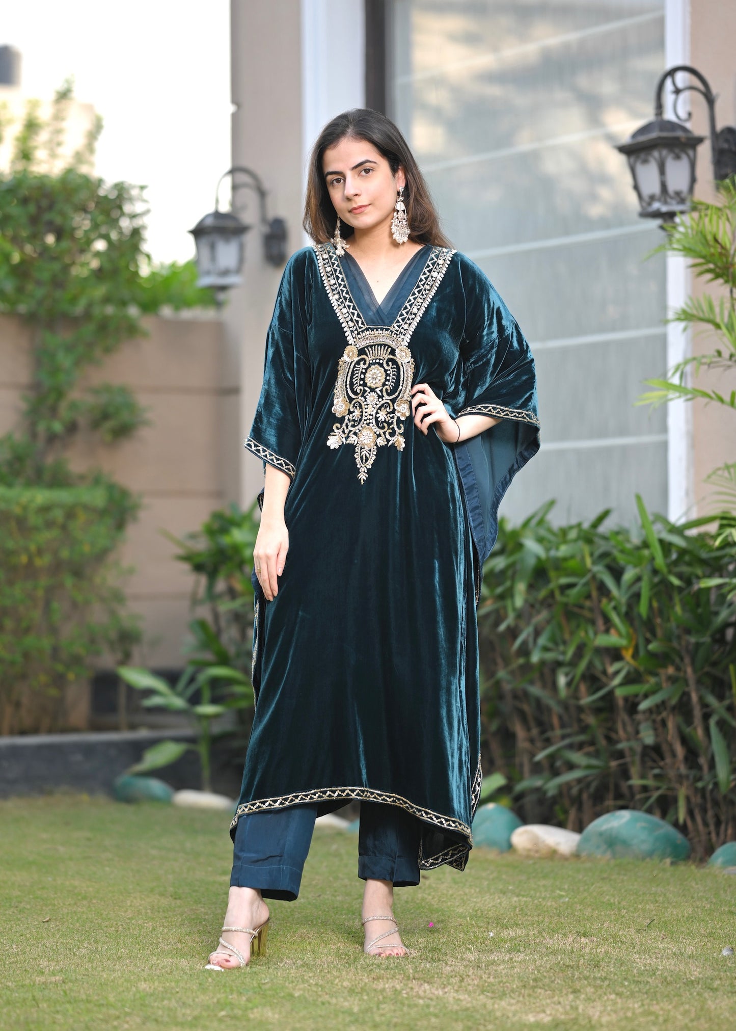 Mirari- Emerald Majesty Velvet Kaftan