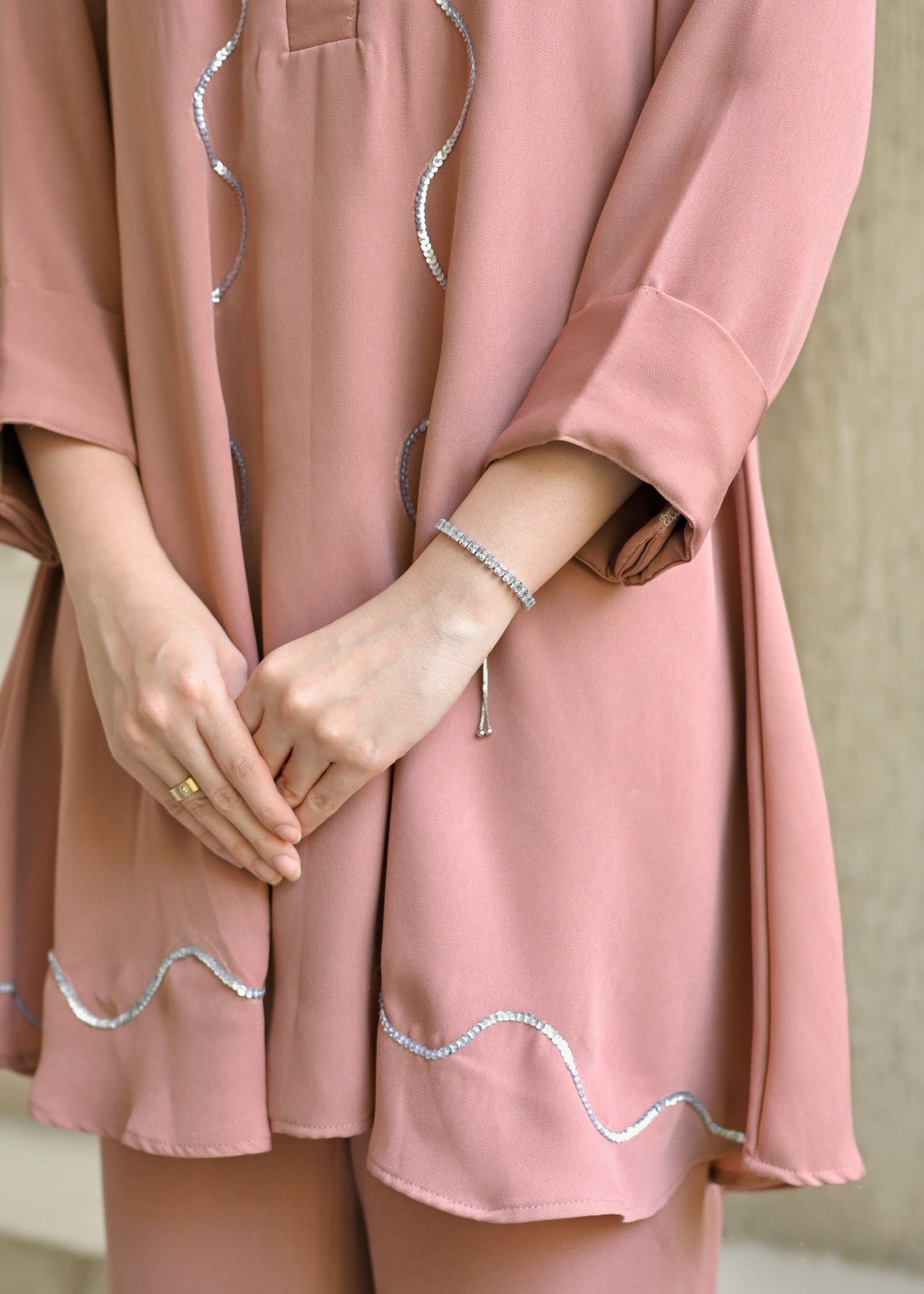 Blush Wave Double Georgette Co-ord Set