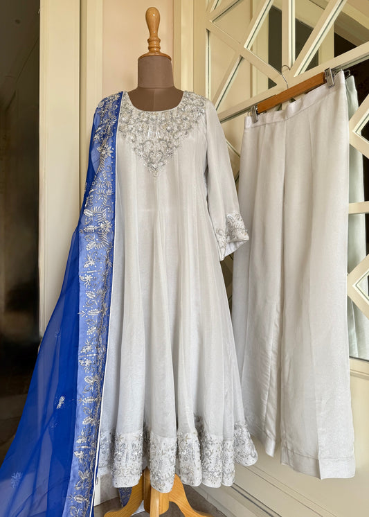 Silver Anarkali Set