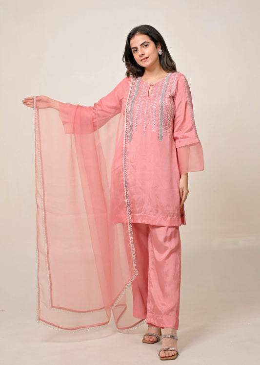 Dusty Pink Silk Suit