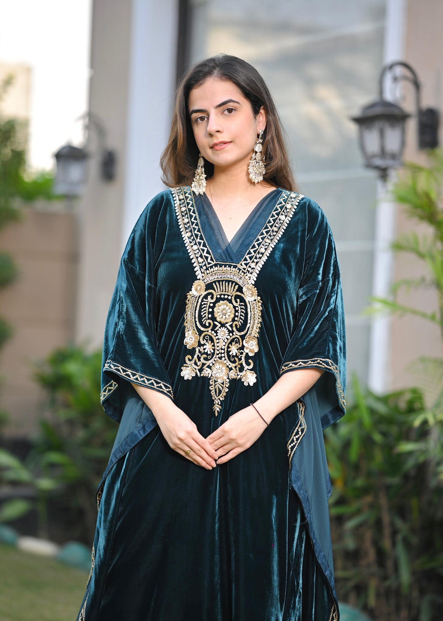 Mirari- Emerald Majesty Velvet Kaftan