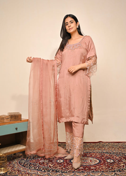 Sahiba Hand-Embroidered Silk Suit Set