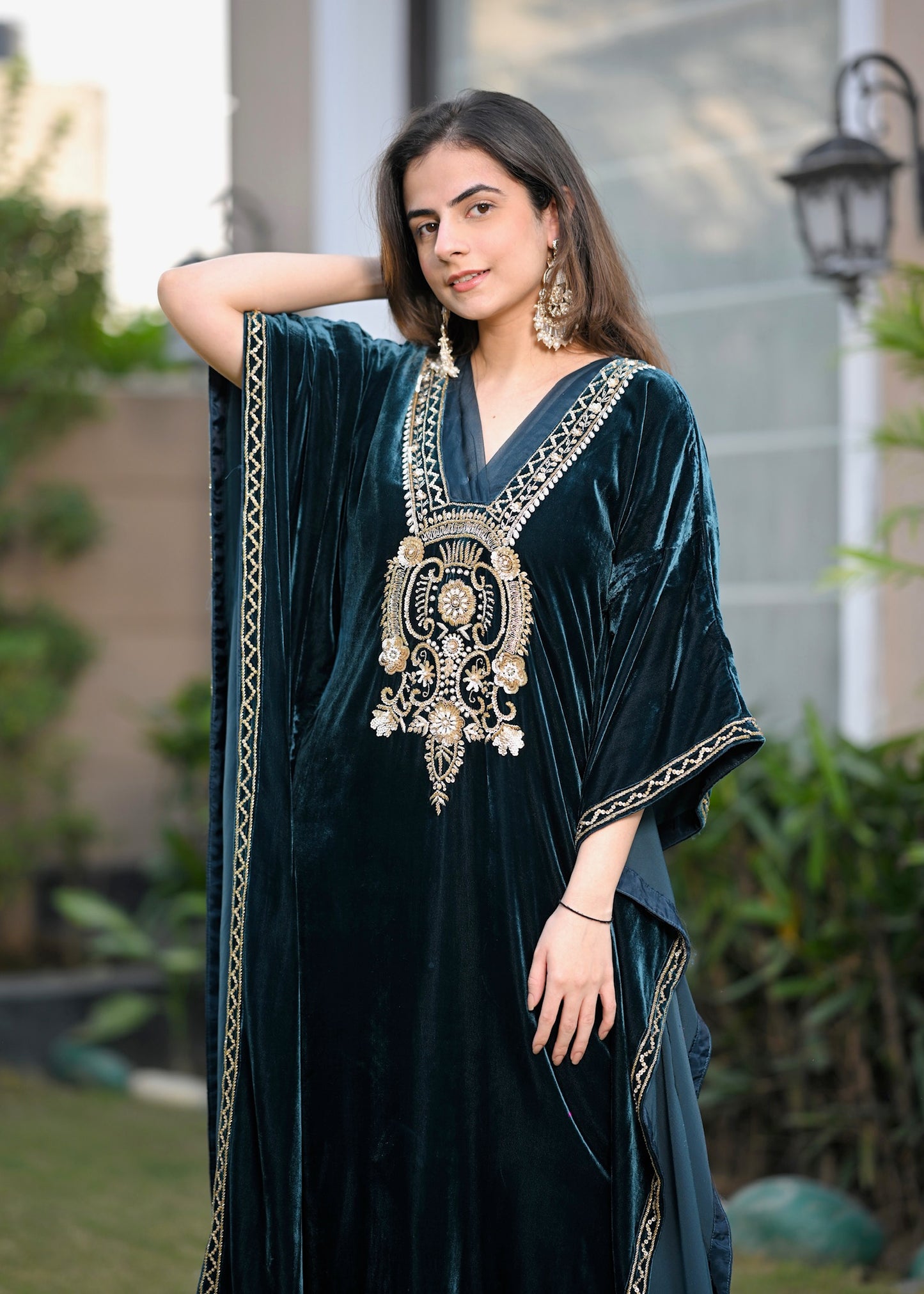 Mirari- Emerald Majesty Velvet Kaftan