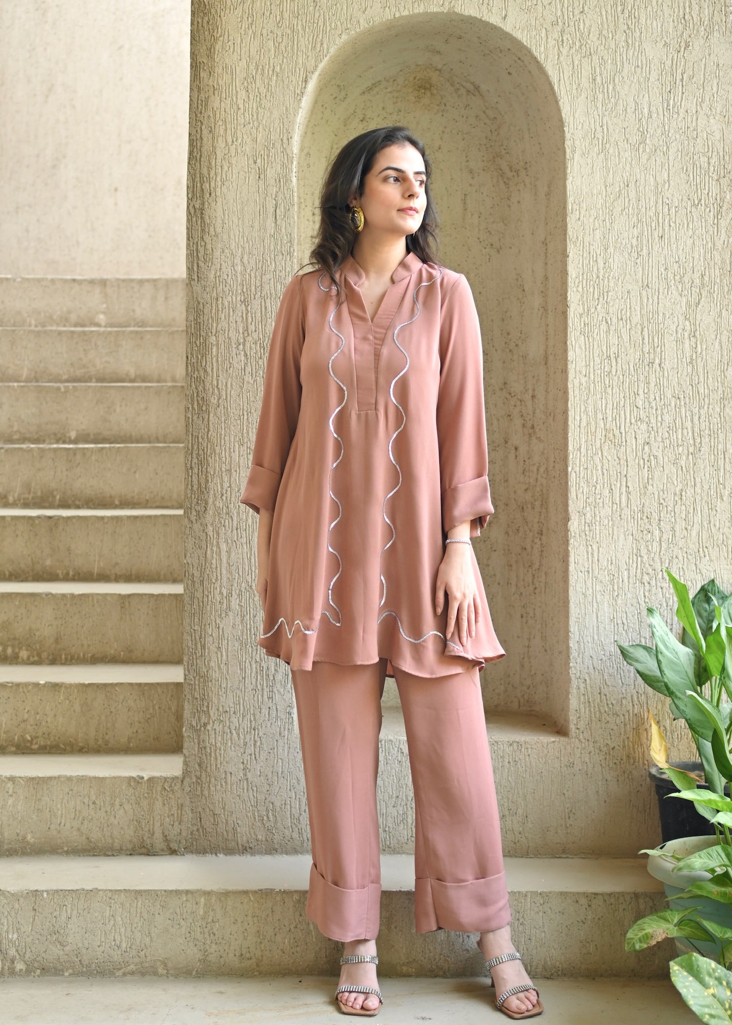 Blush Wave Double Georgette Co-ord Set