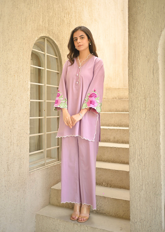 Lilac Cotton Kurta Set