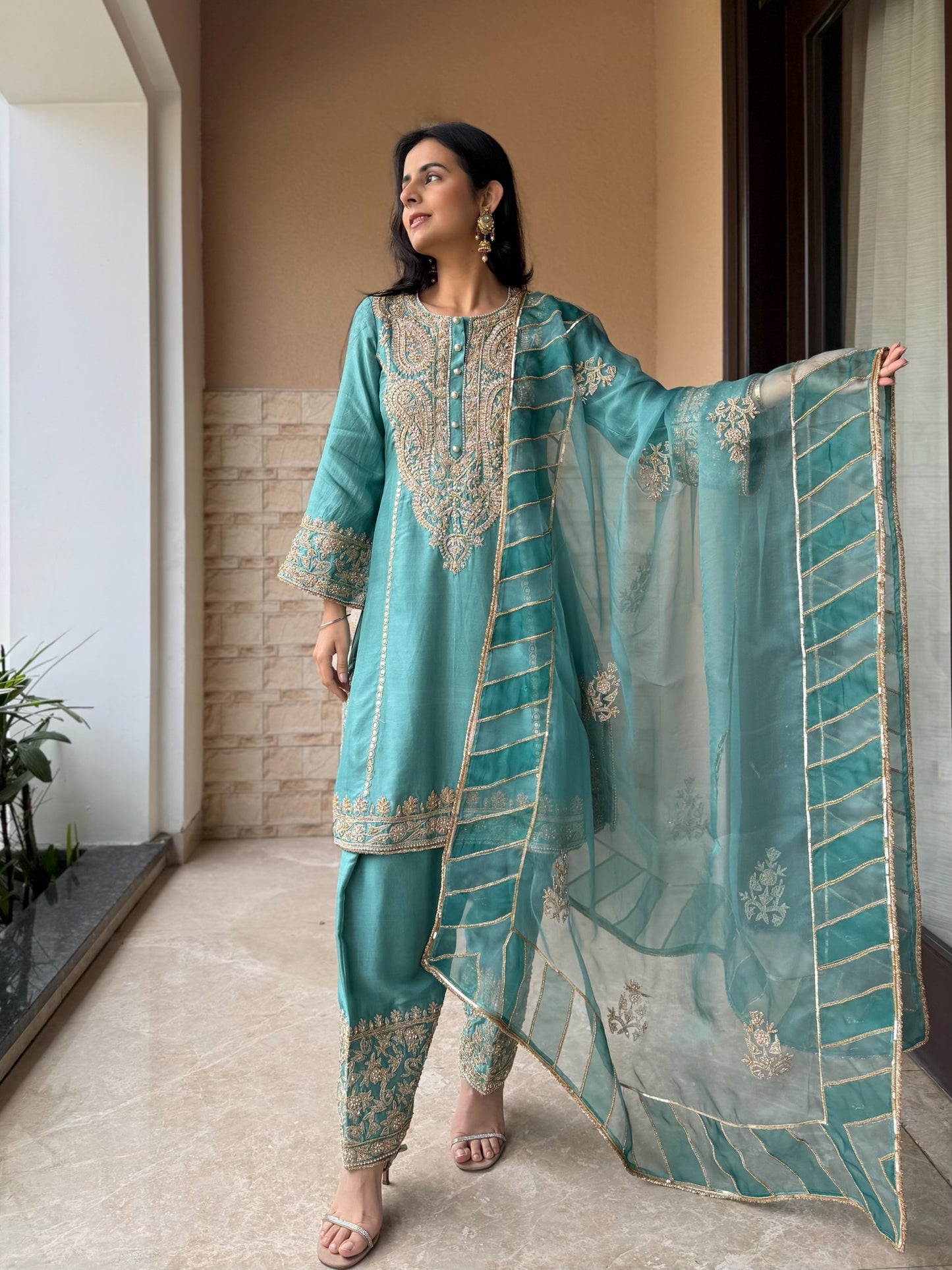 Pure Dupion Silk Straight Suit Set