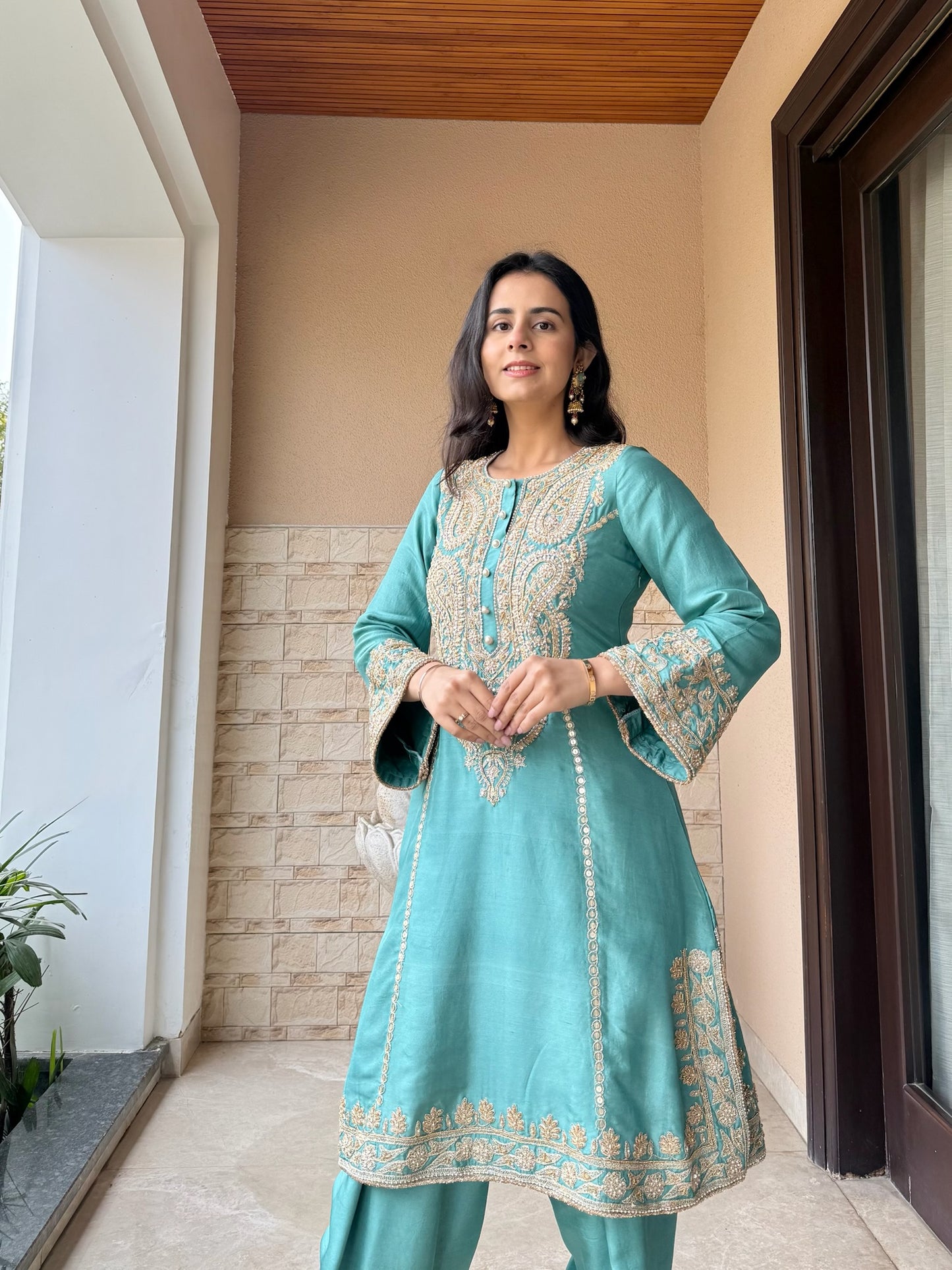 Pure Dupion Silk Straight Suit Set