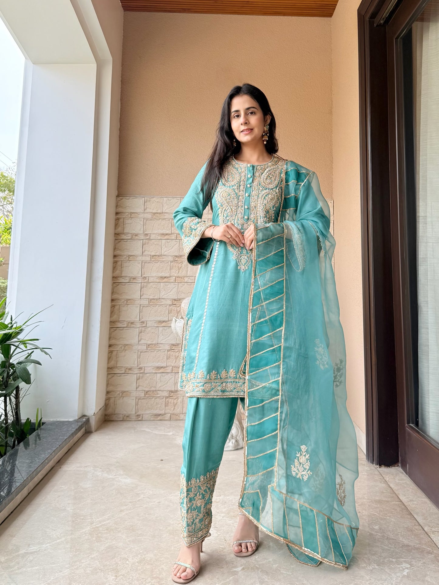 Pure Dupion Silk Straight Suit Set