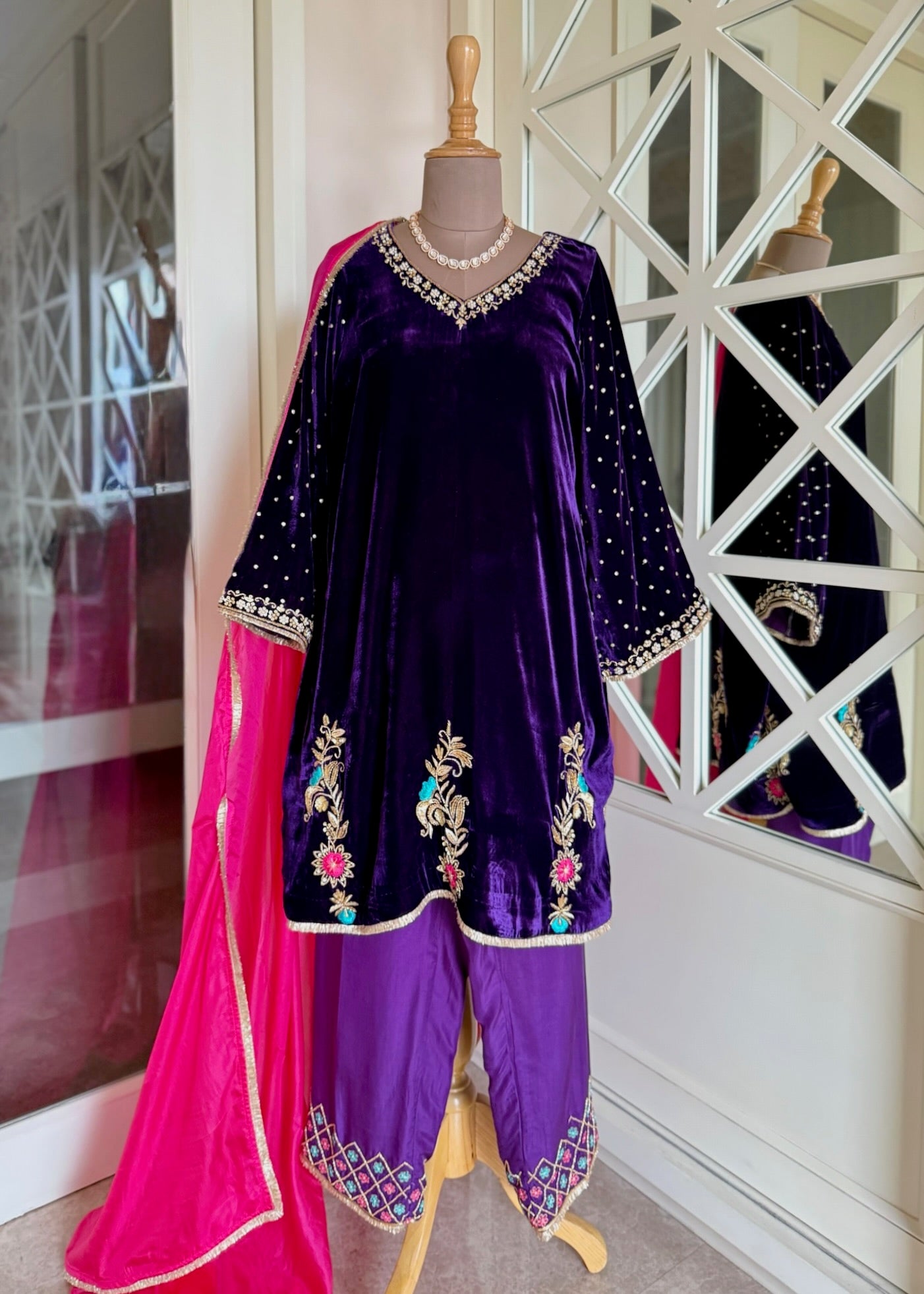 Royal Purple Velvet & Silk Ensemble