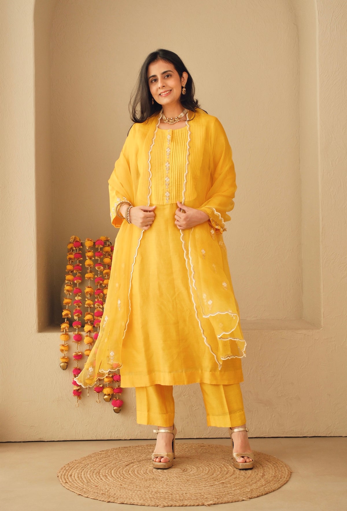 Kesari Noor- Pure Chanderi Suit Set